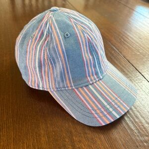 Madewell Chambray Blue Cotton Canvas Cap with Sherbet Stripes